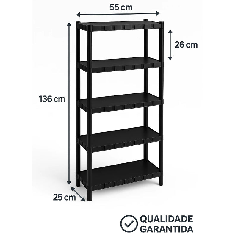 Organizador Modular com 5 Prateleiras – Estante de Plástico Multiuso para Casa