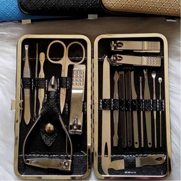 Conjunto 19 Peças Manicure Clippers De Unhas De Aço Inoxidável