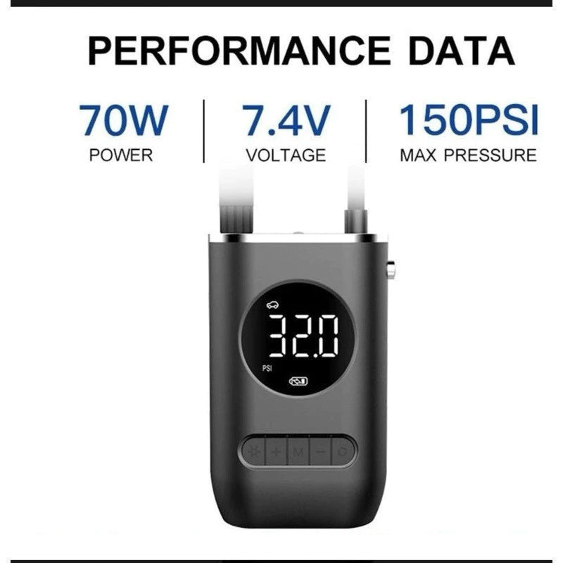 Compressor de Ar Portátil Digital Elétrico Ncher – Para Carro, Moto, Bike, Bola e Piscina Inflável