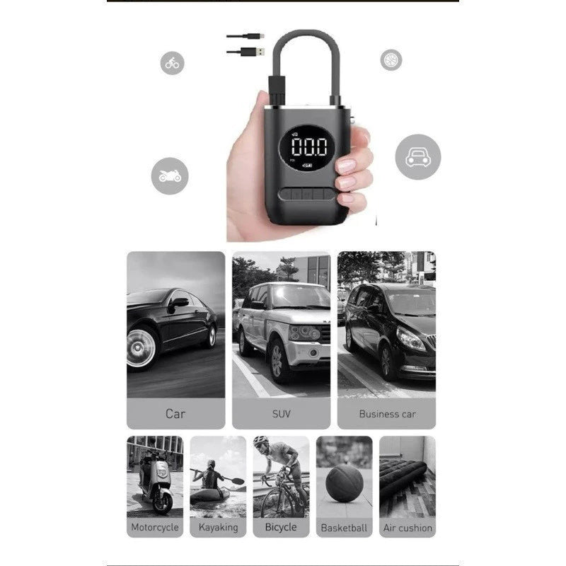 Compressor de Ar Portátil Digital Elétrico Ncher – Para Carro, Moto, Bike, Bola e Piscina Inflável