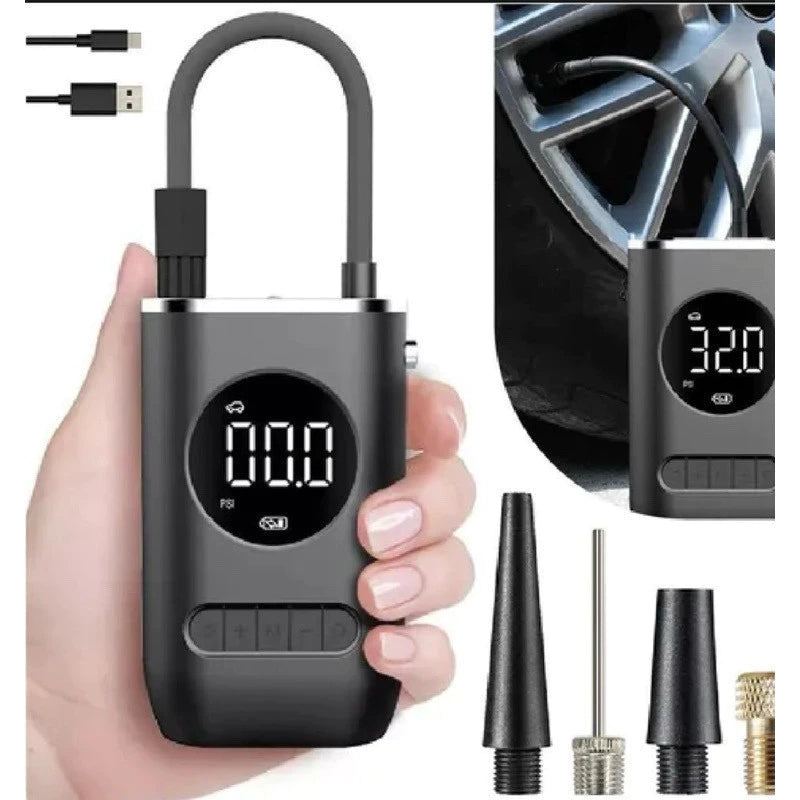 Compressor de Ar Portátil Digital Elétrico Ncher – Para Carro, Moto, Bike, Bola e Piscina Inflável