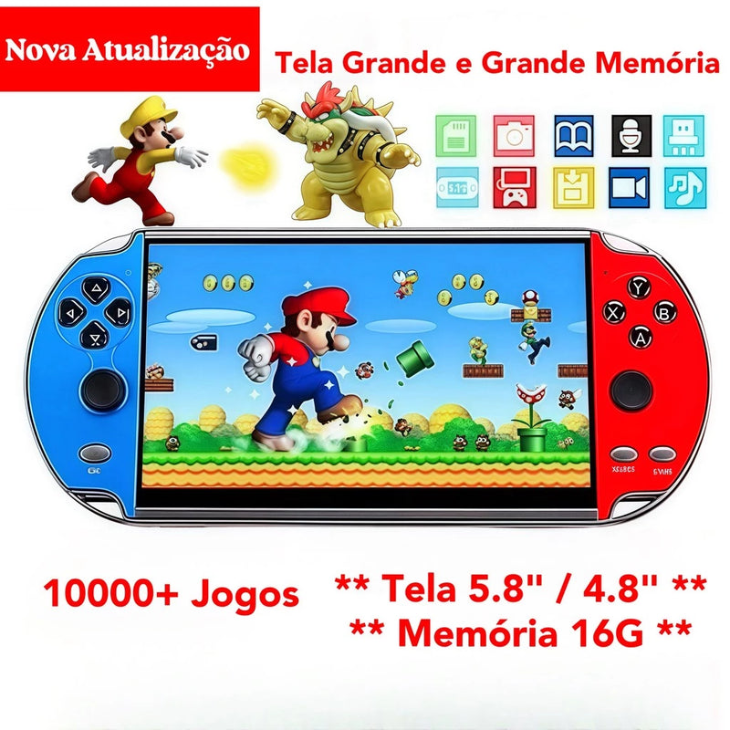 Videogame Portátil de Mão 2025 – Tela Grande, 10.000 Jogos Retrô, 16GB Expansível