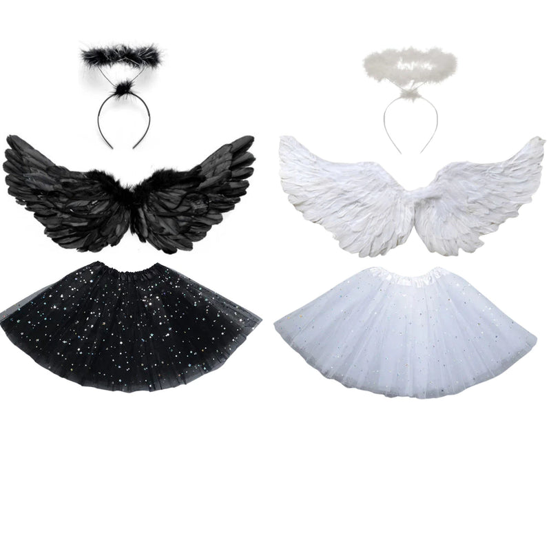 Kit Fantasia de Anjo – Asa, Tiara e Saia para Halloween, Carnaval e Festas