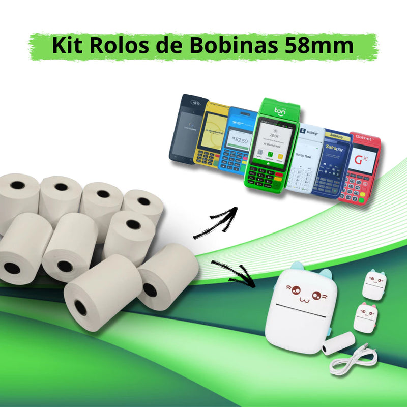 Papel para Mini Impressora 58mm – Bobina Térmica Compatível com Máquina de Cartão