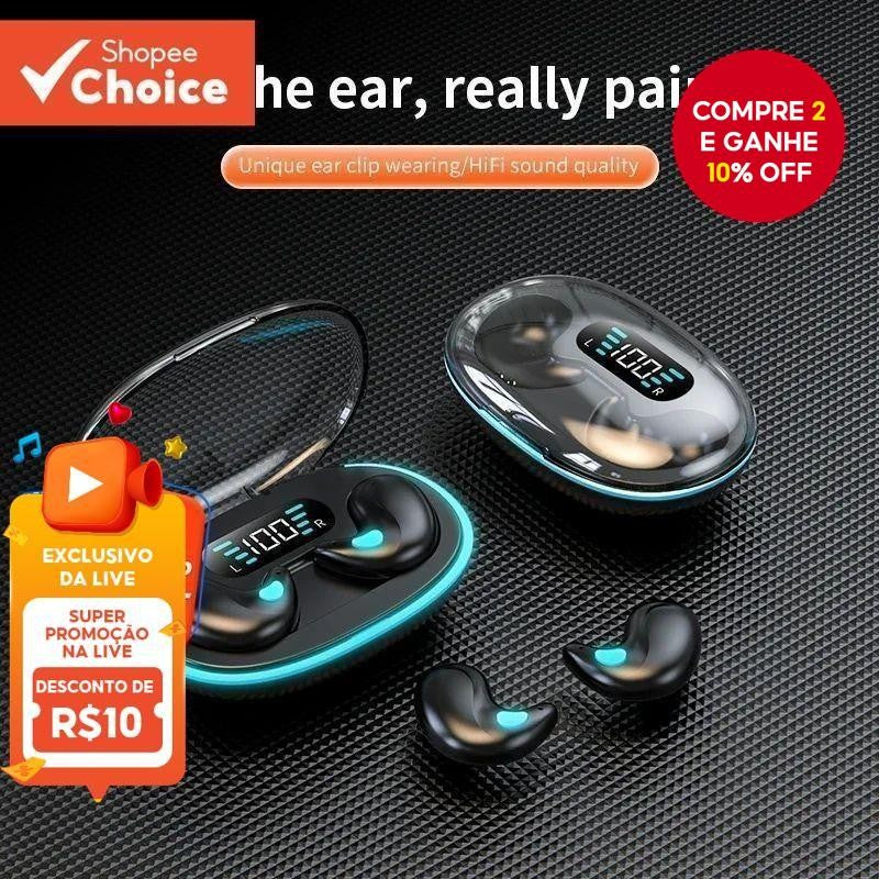 Fones de Ouvido Senbenbao X55 TWS Bluetooth – HiFi, Cancelamento de Ruído, À Prova d’Água, com Display LED